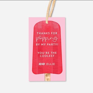 Personalisierte Popsicle Party Favor Tag, Leckerli Beutel Tags, Goody Bag Tags, Geschenk Bag Tags