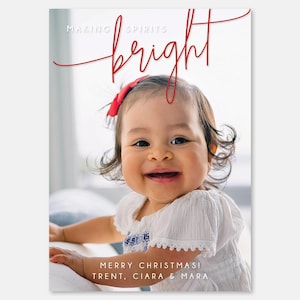 Making Spirits Bright Holiday Card, Tarjeta de Navidad con foto, Tarjeta de Navidad simple