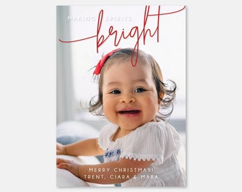 Photo Christmas Card: Making Spirits Bright, Personalized (Digital File)