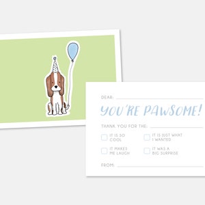 Verjaardag Pawty Bedankt Kaart, Print Ready Thank You Card