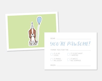 Birthday Pawty Thank You Card: Dog Theme (Digital File)