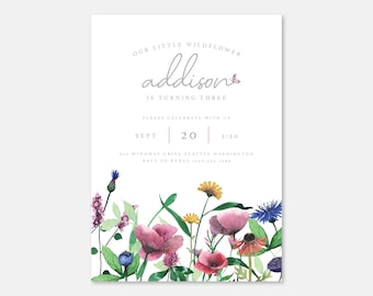 Wildflower Birthday Party Invitation for Our Little Wildflower Birthday Party Theme