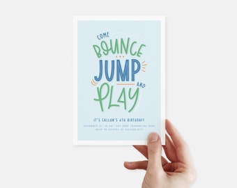 Bounce, Jump & Play Party Invitation, Trampoline Park Party Invitation, Bounce House Party Invitation, Print Ready Birthday Invitation