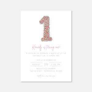 Sprinkles Birthday Party Invitation, Print Ready Birthday Invitation, Our Sweet Girl is Turning One Invitation