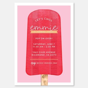 Popsicle Birthday Party Invitation, Print Ready Birthday Invitation, Let&#39;s Chill - Pop on Over Popsicle Party