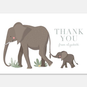 Jungle Safari Baby Shower Tarjeta de agradecimiento, Jungle Safari Tarjeta temática de Baby Shower Gracias