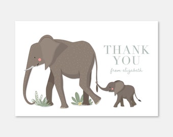 Jungle Safari Baby Shower Thank You Card, Jungle Safari Themed Baby Shower Thank You Card