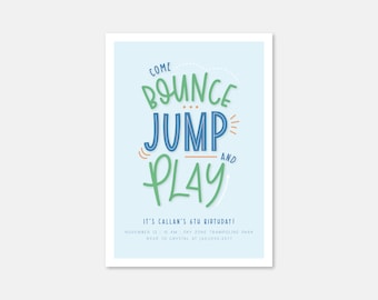 Bounce, Jump & Play Party Invitation, Trampoline Park Party Invitation, Bounce House Party Invitation, Print Ready Birthday Invitation