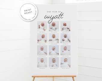 First Birthday Milestone Photo Poster: Baby's First Year (Digital File)