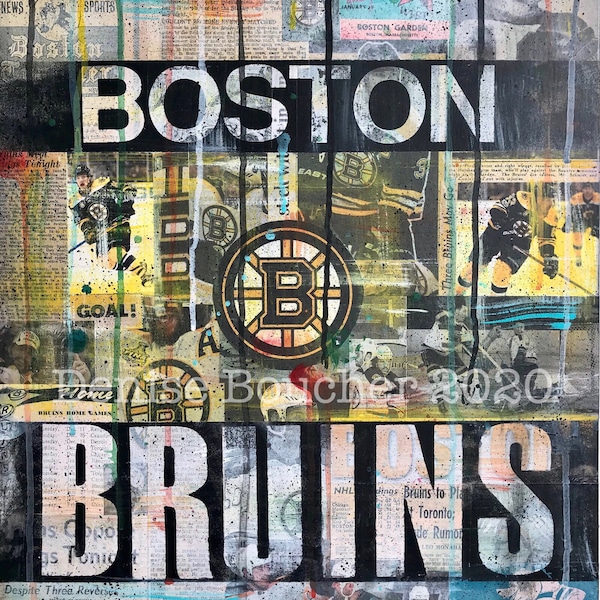 Boston Bruins - Boston Garden | Hockey Art | Sports Gift | Sports Bar Art | Hometown Sports | Collage Art | Bobby Orr | Stanley Cup | Goal