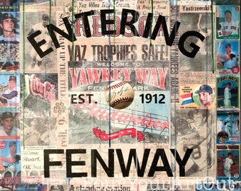 Entering Fenway- Art Print | Fenway Park | Mixed Media | Carl Yastrzemski | Baseball Collage | Boston Red Sox | Citgo Sign | Green Monster