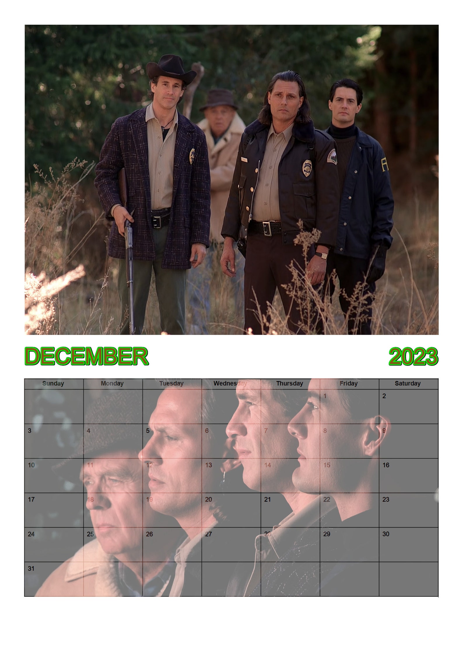 Hunks of Twin Peaks A4 Wall Calendar 2023 Version Etsy