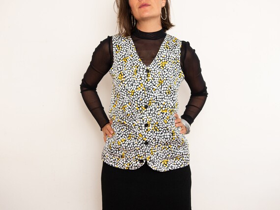 geometric mosaic print pocketed vest - image 1