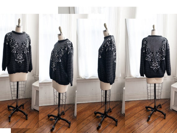 black sweater with silver lurex mixed print - image 8