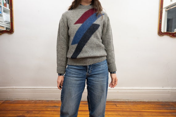 grey wool sweater with geometric - image 6
