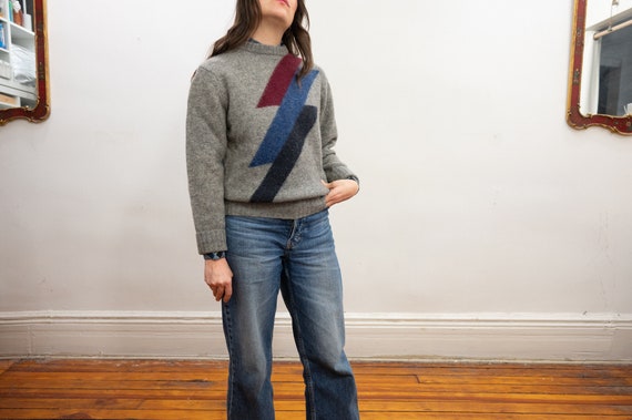 grey wool sweater with geometric - image 7