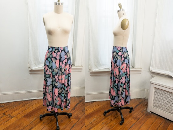sketched floral print stitched pleat midi skirt - image 8