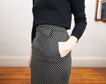 polka dot pencil skirt