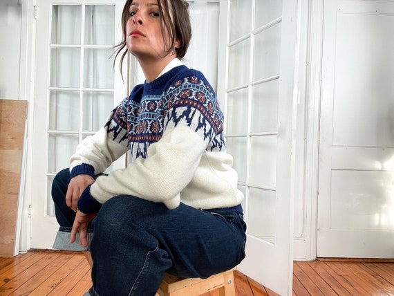 blue and white ski sweater - image 3