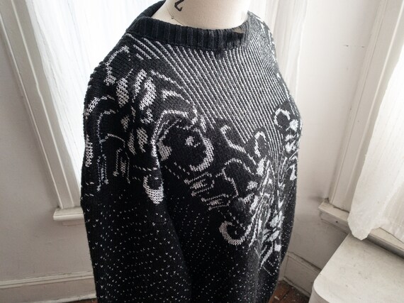 black sweater with silver lurex mixed print - image 9