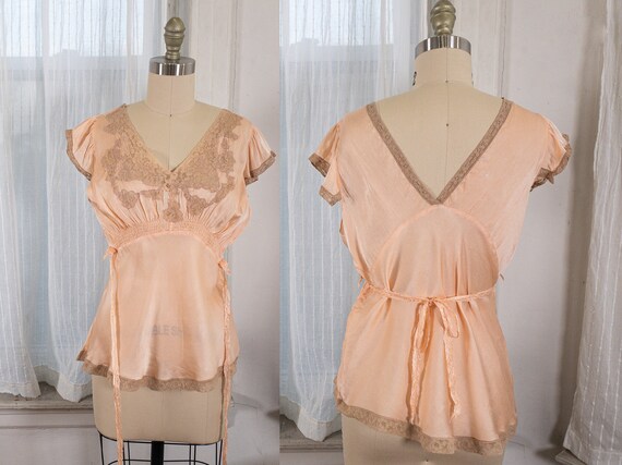 blush pink silk camisole with lace appliqué - image 3