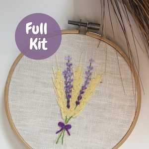 Embroidery Kit, Lavender and Wheat ( 5 inch hoop)
