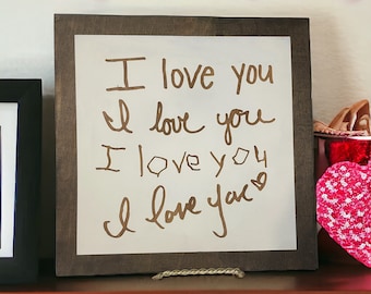 Custom Handwritten 'I Love You' Wooden Sign: Personalized Family