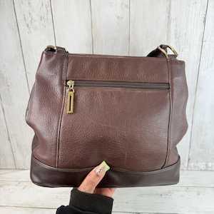 Vintage 90s Double Strap pebbled Leather, Brown Square Shoulder Bag Purse