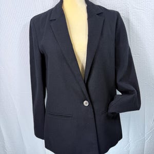 Vintage 1980s Women’s wool Black Blazer Jacket JbJ Sportswear Size 12