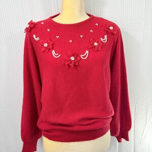 Vintage Cristina&#39;s Womens Dolman Sleeve Knit Sweater Red Valentine’s Day  Sz S