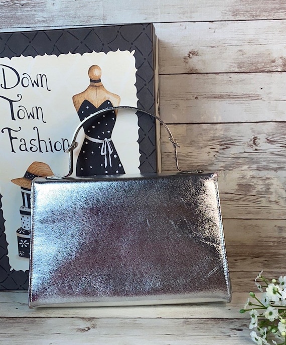 Vintage HL USA, Silver Purse, Formal Bag,Hand bag… - image 6