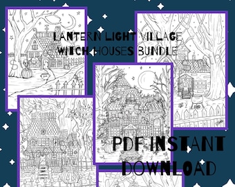 Coloring Pages Bundle Witch Houses (7 pages) - PDF DIGITAL DOWNLOAD
