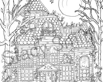 Coloring Page Magical Manor - PDF DIGITAL DOWNLOAD