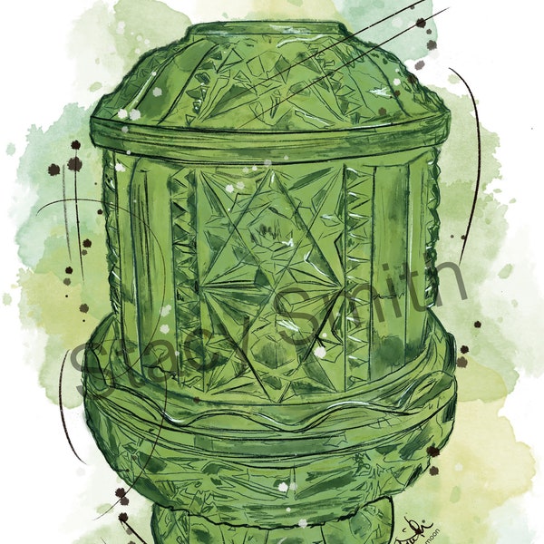 Fairy Lamp Green Indiana Glass - DIGITAL DOWNLOAD