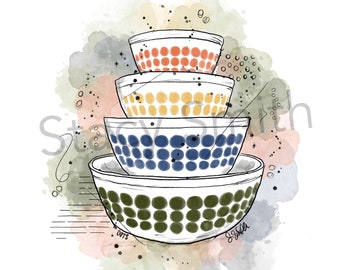 Vintage Pyrex Drawing “Dots” - DIGITAL DOWNLOAD