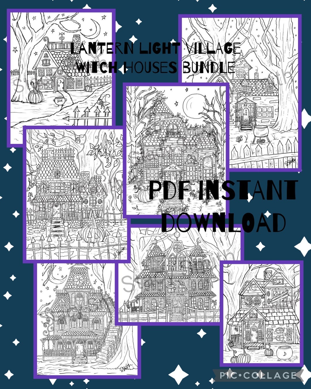 Coloring Pages Bundle Witch Houses (7 Pages) - PDF DIGITAL DOWNLOAD - Etsy