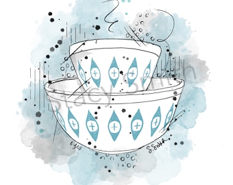 Vintage Pyrex Drawing Atomic Eyes Pattern - DIGITAL DOWNLOAD