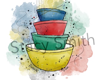 Vintage Pyrex Drawing “Primaries” - DIGITAL DOWNLOAD