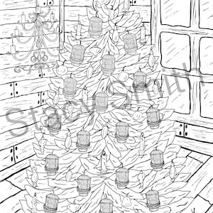 Coloring Page “Fairy Lamp Christmas Tree” - PDF DIGITAL DOWNLOAD