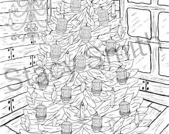 Coloring Page “Fairy Lamp Christmas Tree” - PDF DIGITAL DOWNLOAD