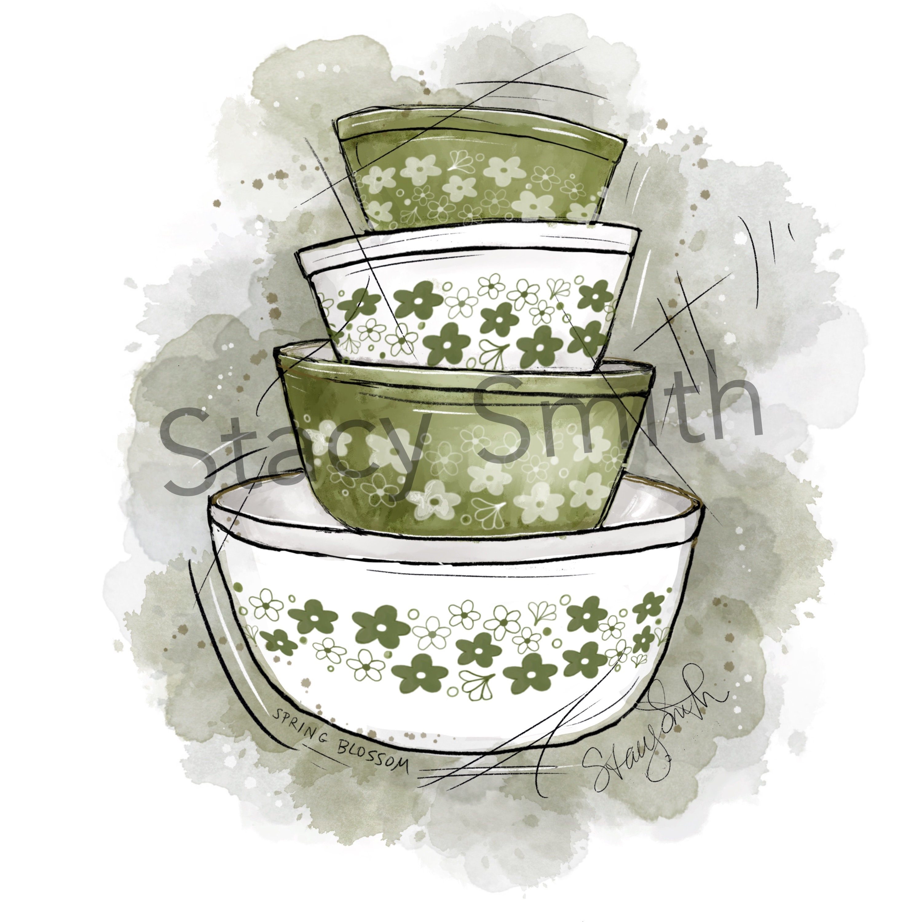 Vintage Pyrex Drawing Spring Blossom - DIGITAL DOWNLOAD - Etsy