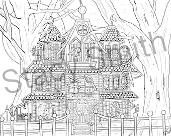 Coloring Page Witch’s Sanitorium - PDF DIGITAL DOWNLOAD
