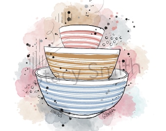 Vintage Pyrex Drawing Stripes - DIGITAL DOWNLOAD