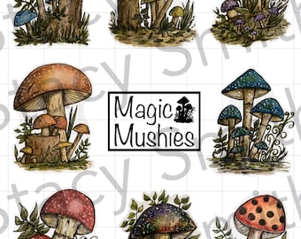 Magic Mushies Printable Sticker Sheet - DIGITAL DOWNLOAD