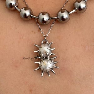 Pearl Necklace Stainless Steel Necklace Silver Pearl necklace Dainty Necklace Goth Jewelry edgy Necklace for women  necklace for men