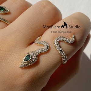 Snake Ring, Wrap Ring, Snake Jewelry, Open Ring, Serpent ring, Bohemian Jewelry, Spiral Ring, Emerald Ring, Statement Ring, Adjustable Ring
