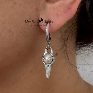 Pendientes de plata, pendientes de perlas, pendientes de acero inoxidable, pendientes de aro de plata, pendientes góticos, pendientes modernos, joyería de plata, joyería gótica