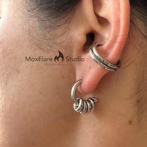 Silber Ohrringe, Edelstahl Ohrringe, Punk Ohrringe, Silber Creolen, Gothic Ohrringe, Chunky Creolen, Gothic Schmuck, Silber Geschenk