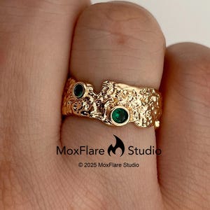 Emerald Ring, Adjustable Ring, 16K Gold Filled Ring, Band Ring, Statement Ring, Stackable Ring, Unique Gift, Gift for her, Gift for Him