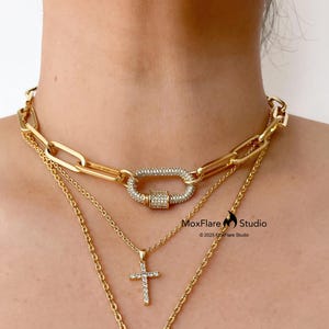 Gold Necklace, Chunky Paper Clip Chain, Statement Necklace, Screw Clasp Necklace, Hardware Necklace Choker Necklace